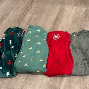 Baby Toddler Holiday and Play Pajama Bundle - Green & Red 12 month Little
